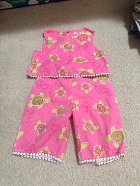 Baby girl  Pink Turtle Print summer cotton Set - SleevelessTop & Shorts 12 month